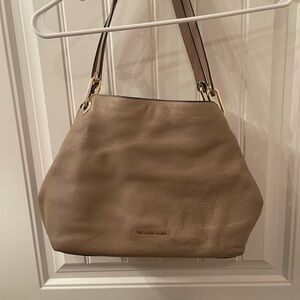 Michael Kors Raven Large Pebbled Leather Shoulder Bag - Taupe